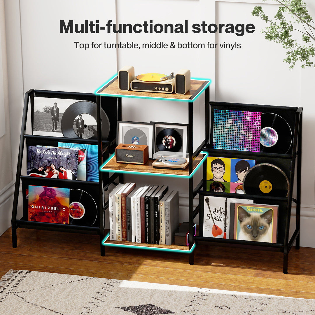 Record Player Stand Vinyl Storage Up to 280 Albums Turntable Stand Shelf