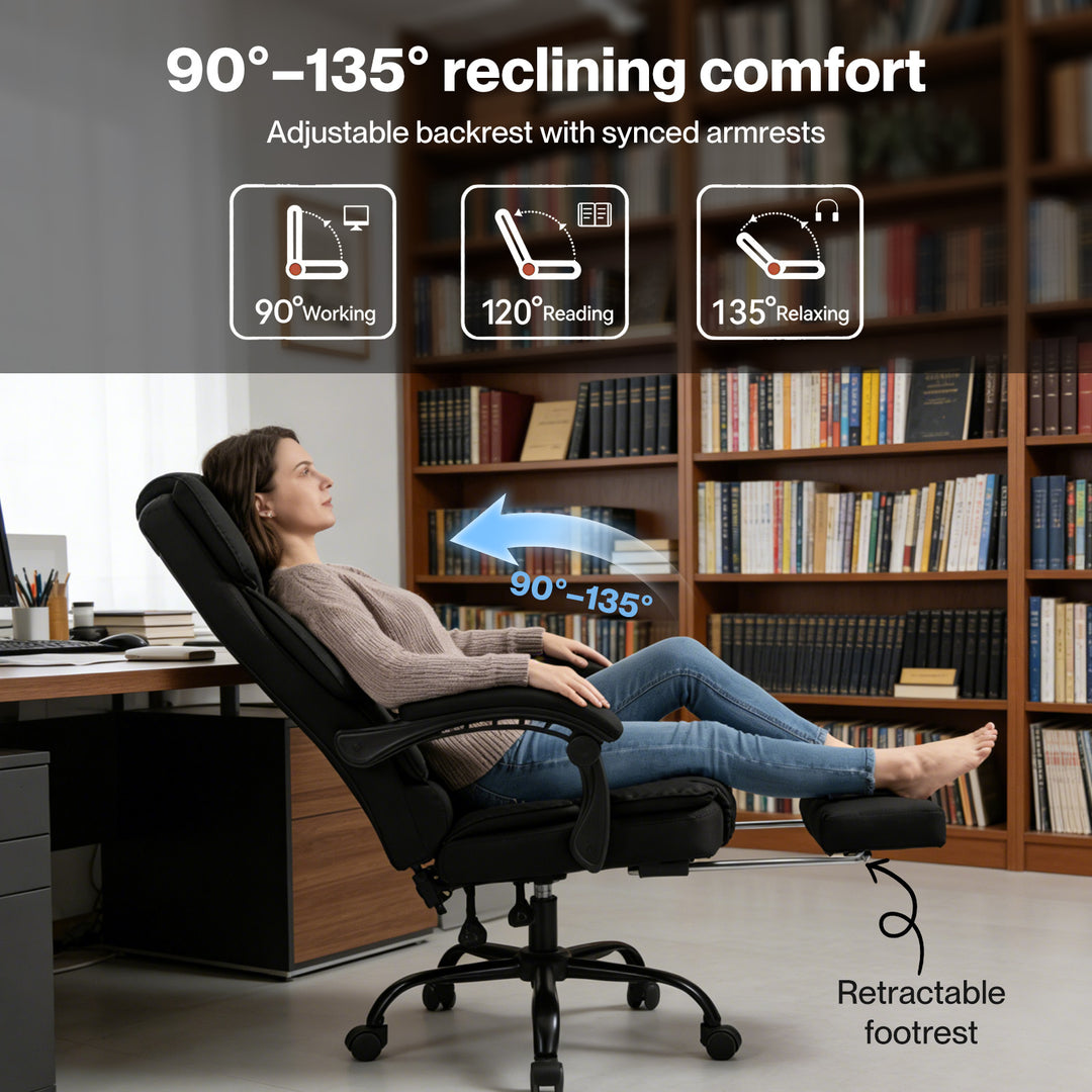 Ergonomic Office Chair Gaming Desk Chair Reclining Footrest Swivel