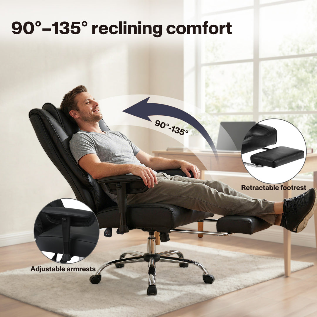 Heavy Duty Office Chair Tall PU Leather High Back Computer Work Seat