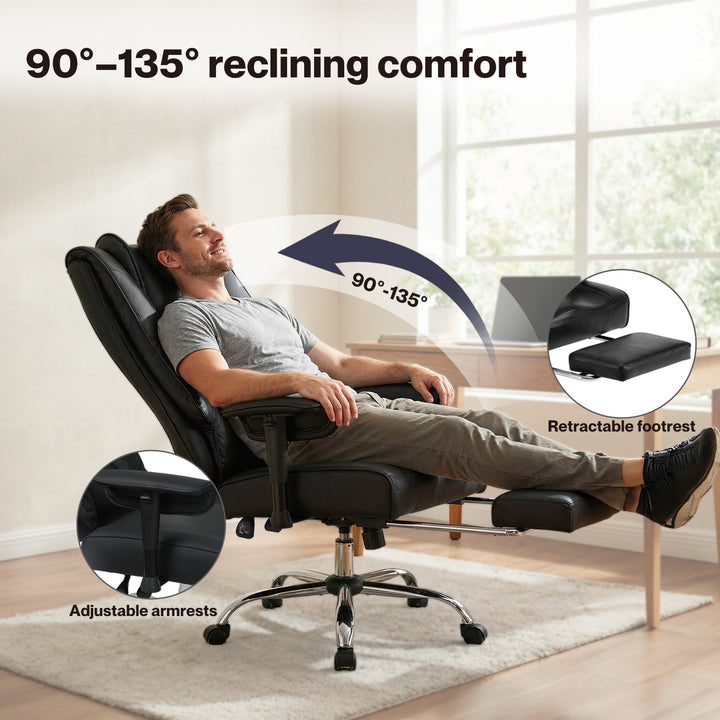 Heavy Duty Office Chair Tall PU Leather High Back Computer Work Seat