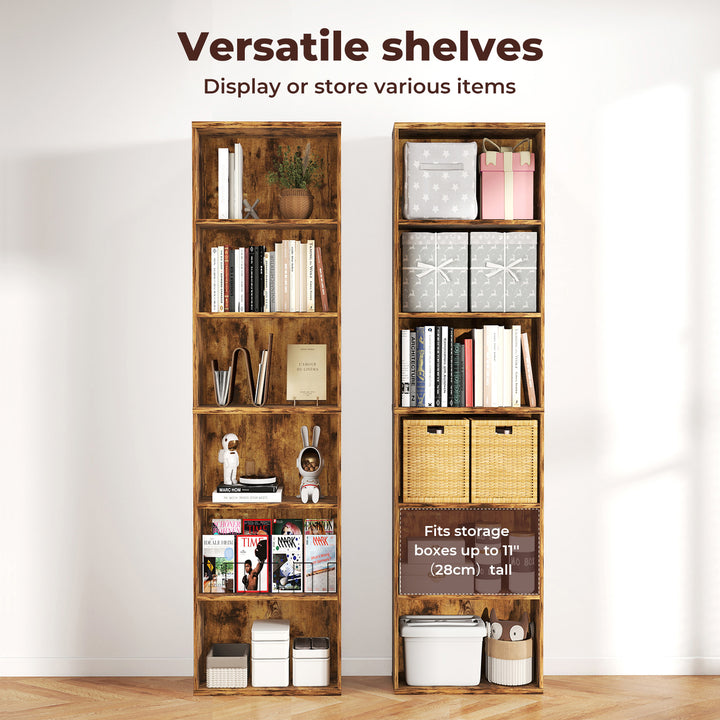 BookShelf Storage Shelves 6 Tier Bookcase Display Unit Organizer Cabinet