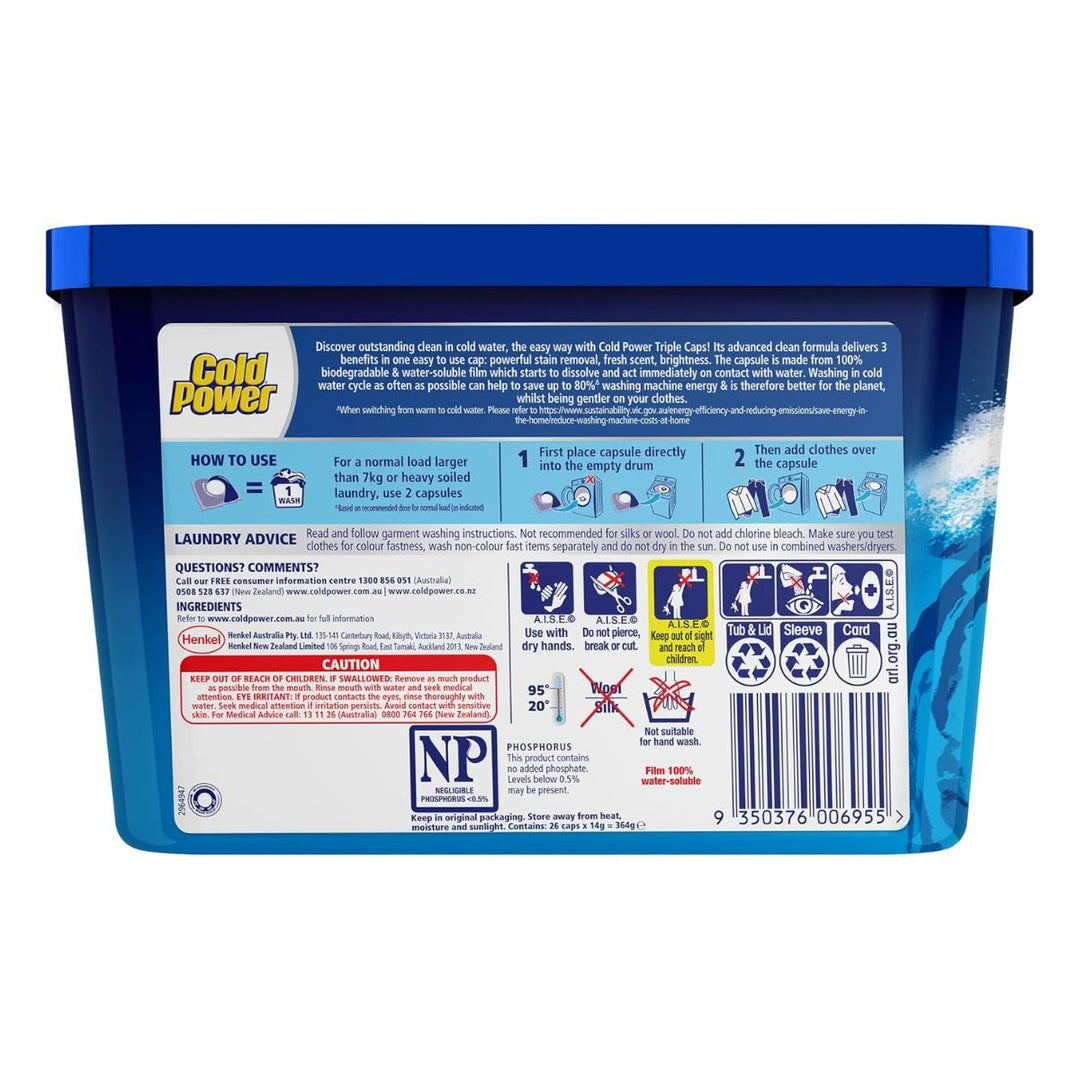 Cold Power Odour Fighter x 52 Laundry Detergent Capsules