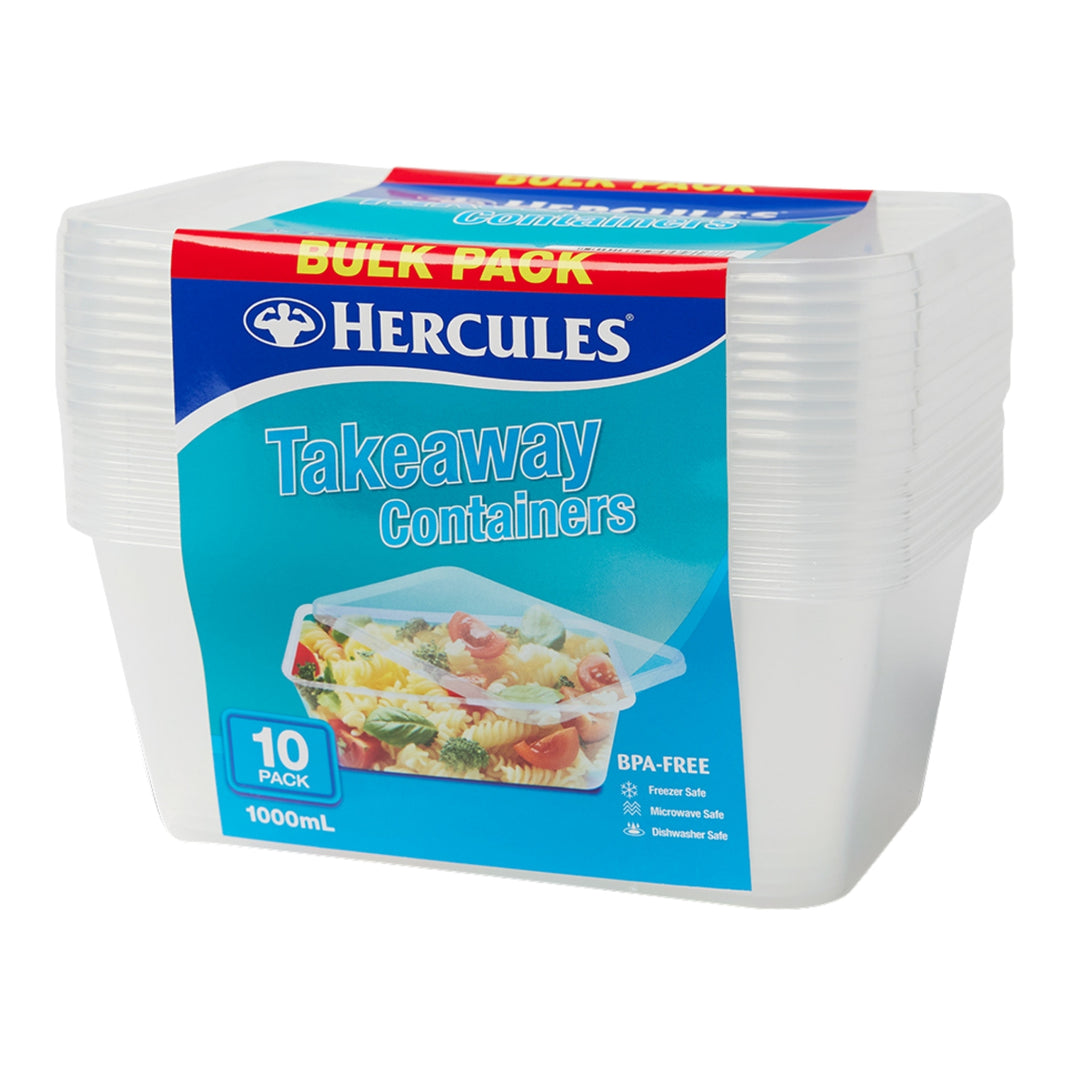Hercules Takeaway Food Containers 10pk x 1000ml x3