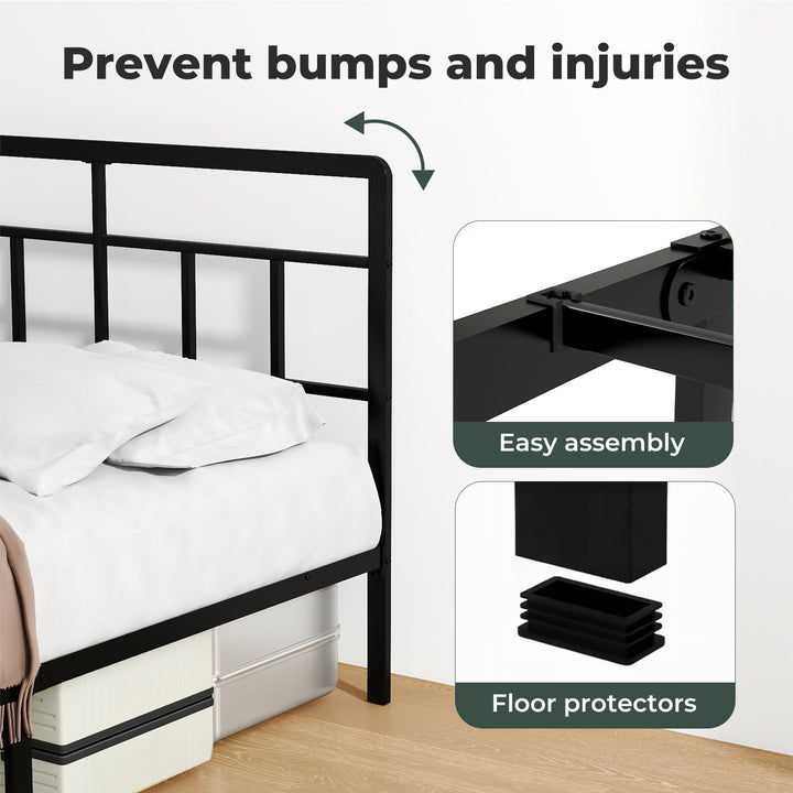 Double Bed Frame Metal Base Platform Headboard Heavy Duty Mass Storage