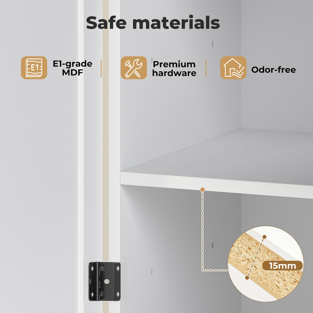 Wall Cabinet Hanging Mounted Kitchen Cupboard Storage Organiser White