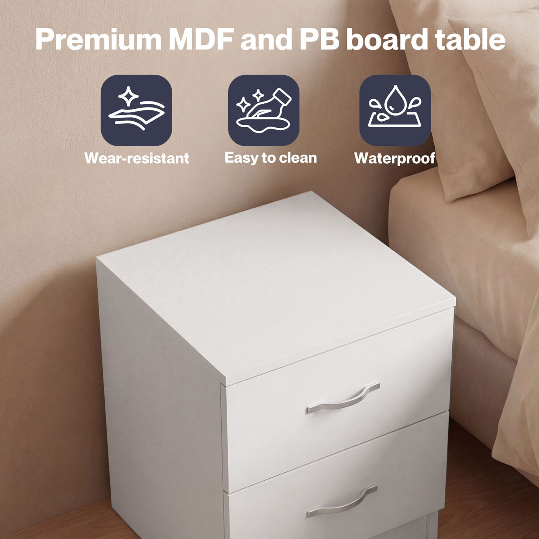 Bedside Table Side Table 2 Drawers Storage Nightstand Bedroom Cabinet