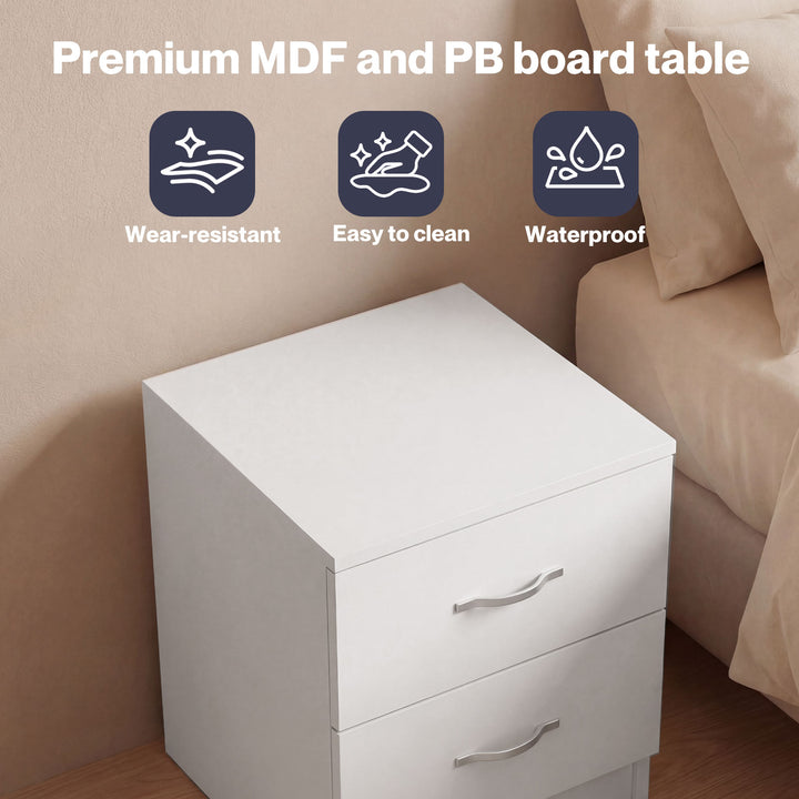 Bedside Table Side Table 2 Drawers Storage Nightstand Bedroom Cabinet