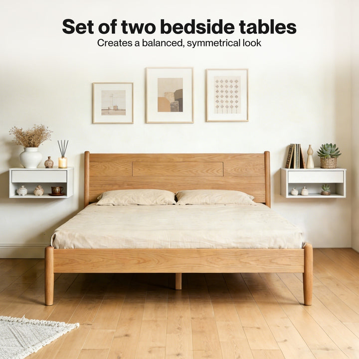 2 Floating Bedside Tables Side Table Storage Nightstand Bedroom Cabinet