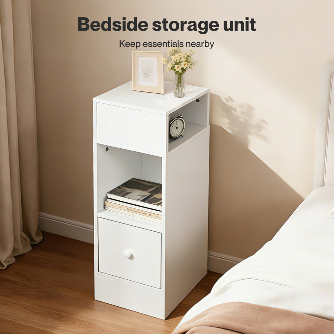 Slim Bedside Table Nightstand Side End Table Storage Bedroom Cabinet