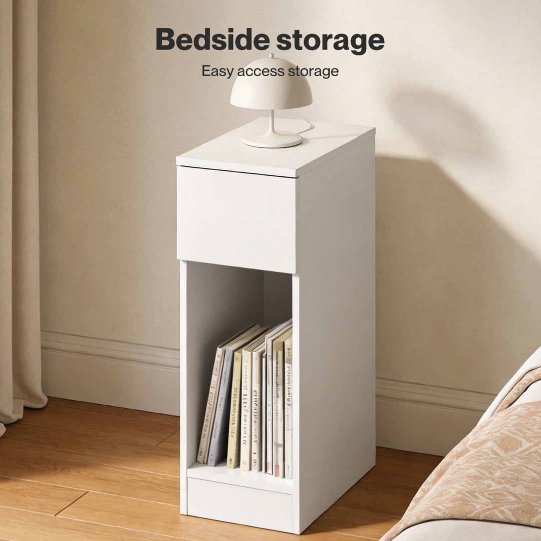 Slim Bedside Table Nightstand Side Table Storage Bedroom Narrow Cabinet