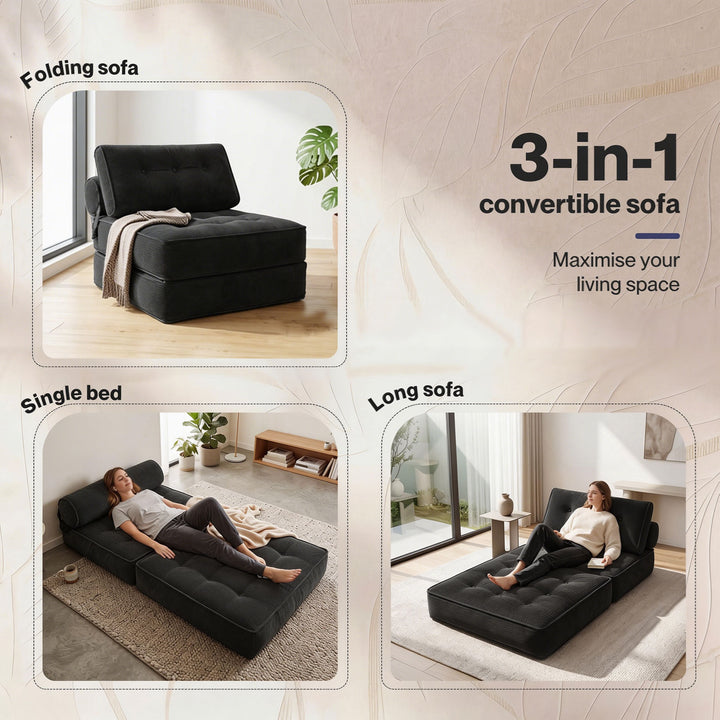 3 in 1 Convertible Sofa Bed Foldable Single Sleeper Chair Living Room