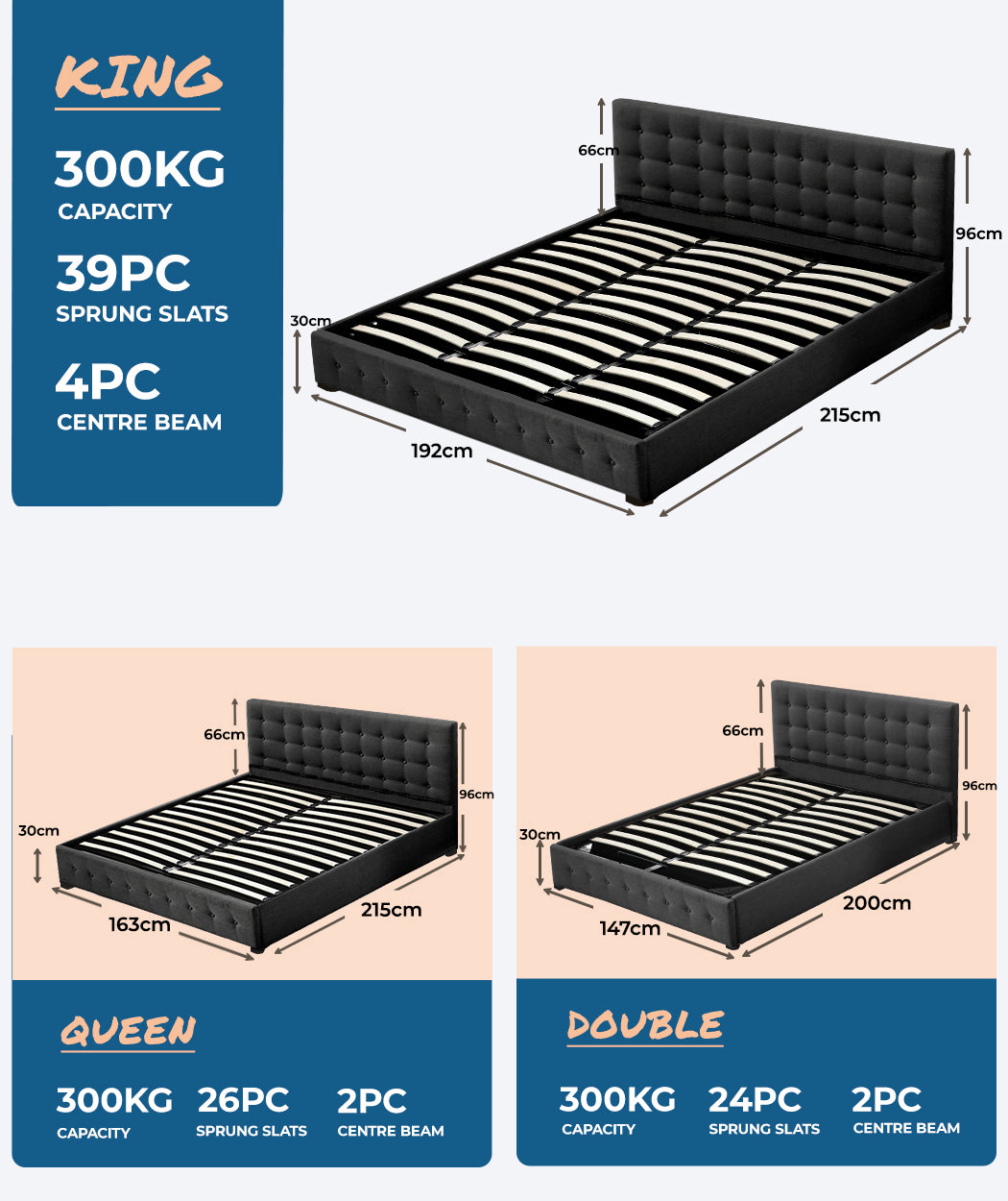 Fabric Bed Frame Tufted