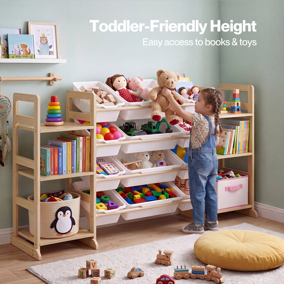 Kids Toy Box Organiser 12 Bins 6 Shelves Display Storage Rack Playroom