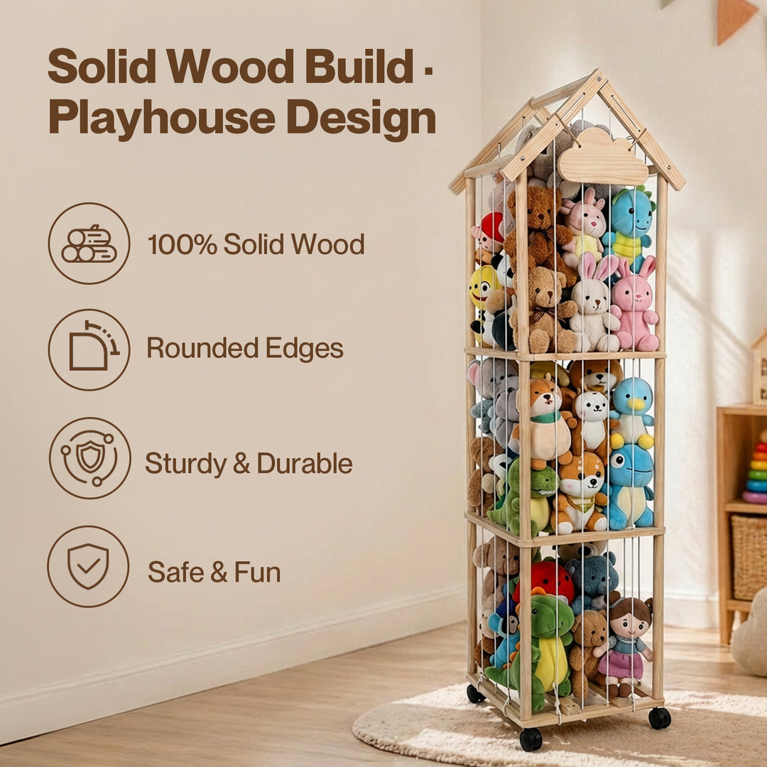 Kids Toys Storage Tube Box Plush Doll Display Organiser 150cm x 40cm