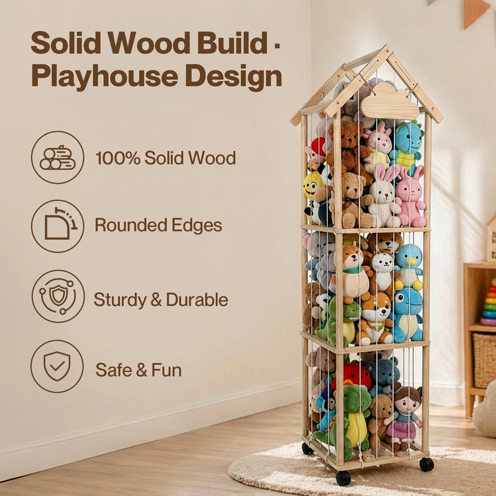 Kids Toys Storage Tube Box Plush Doll Display Organiser 150cm x 40cm