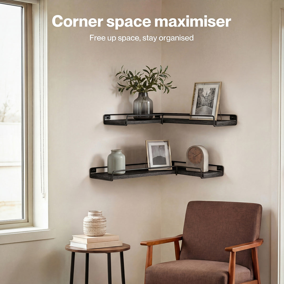 Floating Shelves 2Pcs DIY Corner Wall Shelf Storage Display Rack Bedroom