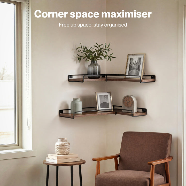 Floating Shelf DIY Corner Wall Shelf 2Pcs Storage Display Rack Bedroom