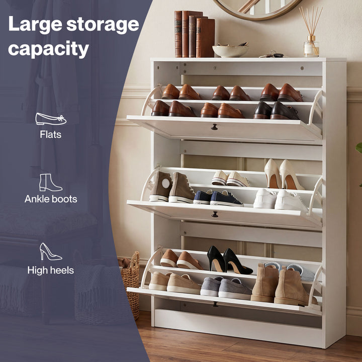 Shoe Cabinet 3 Flip Drawers Adjustable Shelf Shoe Organiser Storage Rack