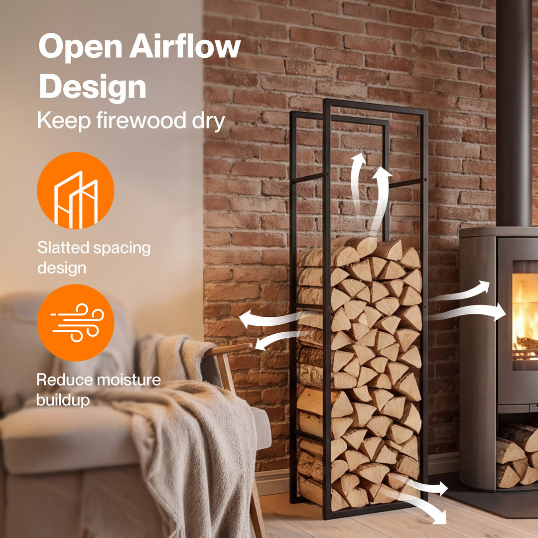 Firewood Rack Steel Outdoor Storage Log Holder Fireplace 40 x 25 x 150cm