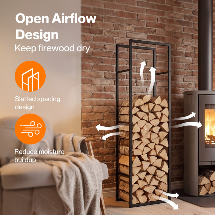 Firewood Rack Steel Outdoor Storage Log Holder Fireplace 40 x 25 x 150cm
