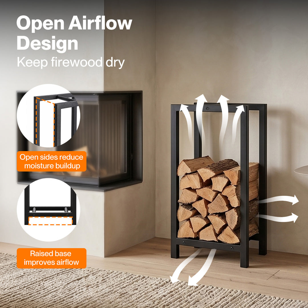 Firewood Rack Metal Outdoor Storage Log Holder Fireplace 30 x 22 x 59cm