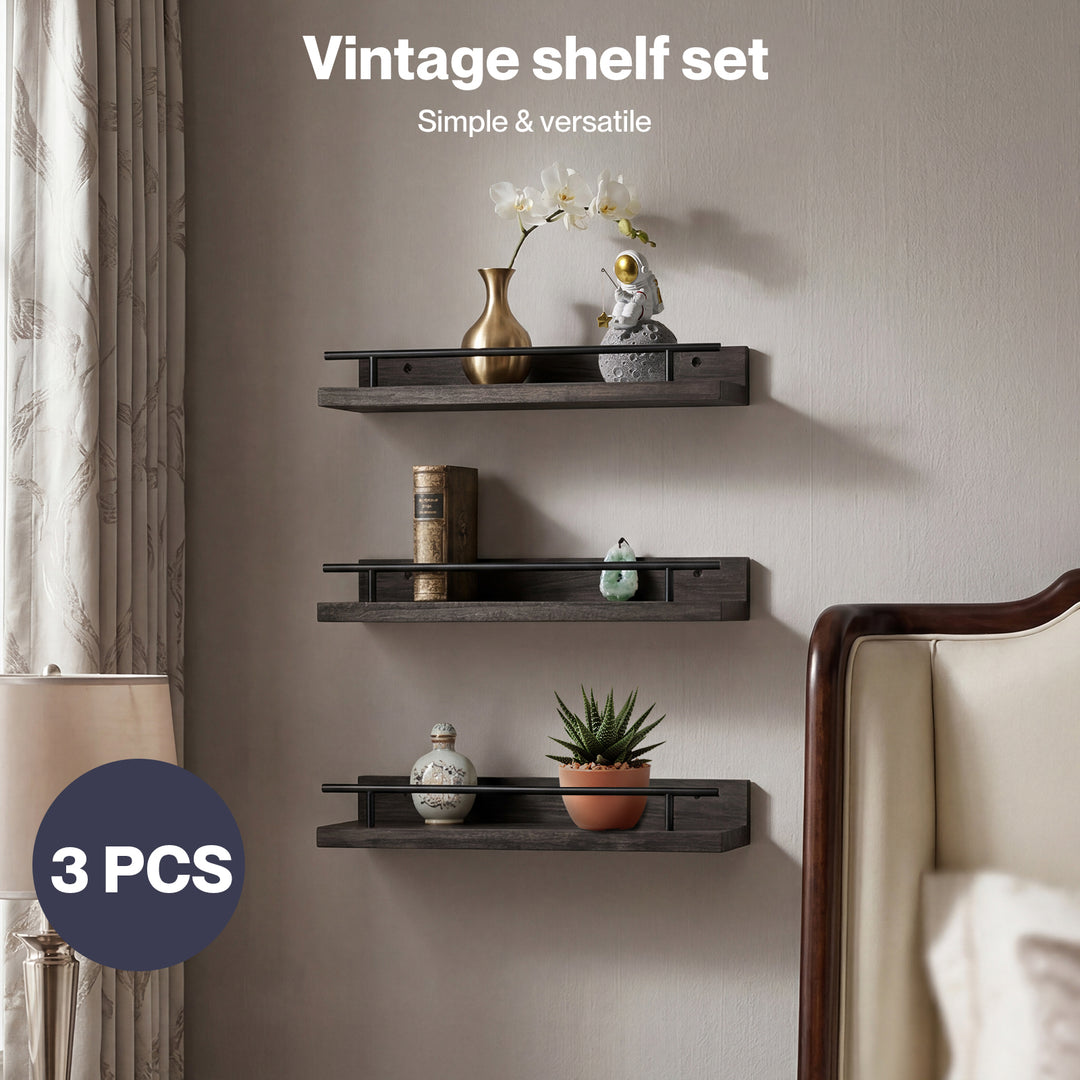 Floating Wall Shelves  3 Pcs Wall Mounted Storage Display Rack Bedroom