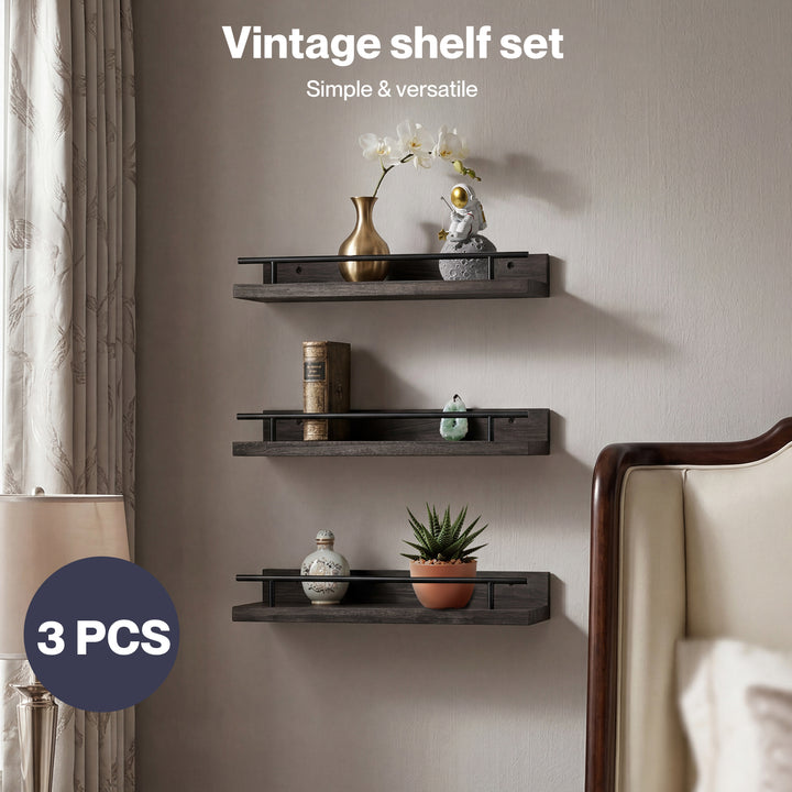 Floating Wall Shelves  3 Pcs Wall Mounted Storage Display Rack Bedroom