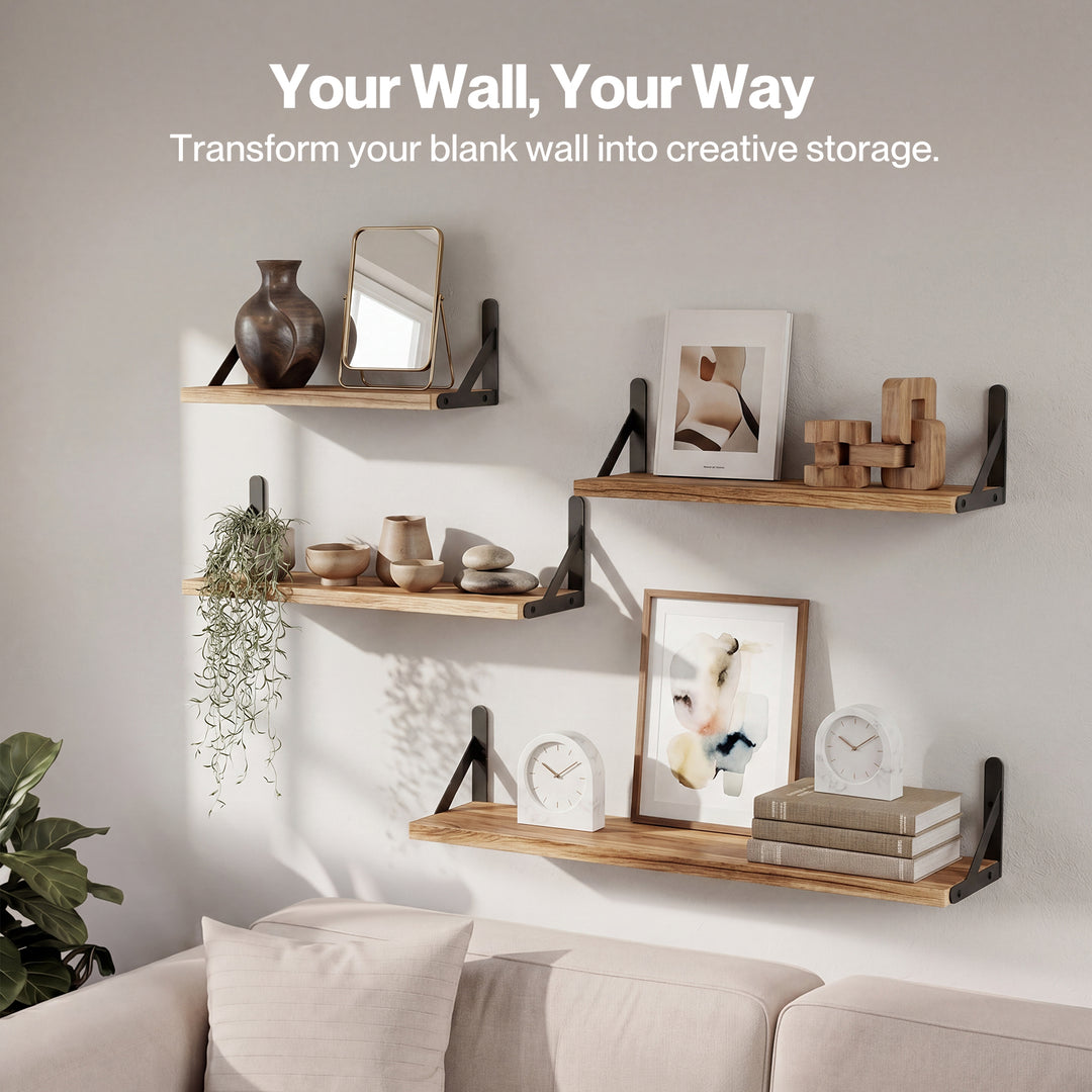 Floating Wall Shelves 6 Pcs Wall Mounted Display Bookshelf Rack Kitchen