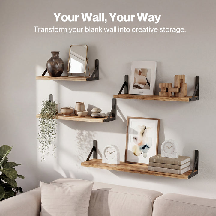 Floating Wall Shelves 6 Pcs Wall Mounted Display Bookshelf Rack Kitchen