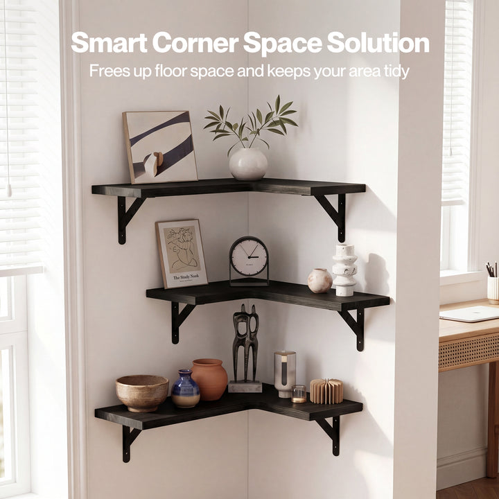 Corner Floating Shelves 3Pcs L-Shaped Wall-Mounted Living Room Storage