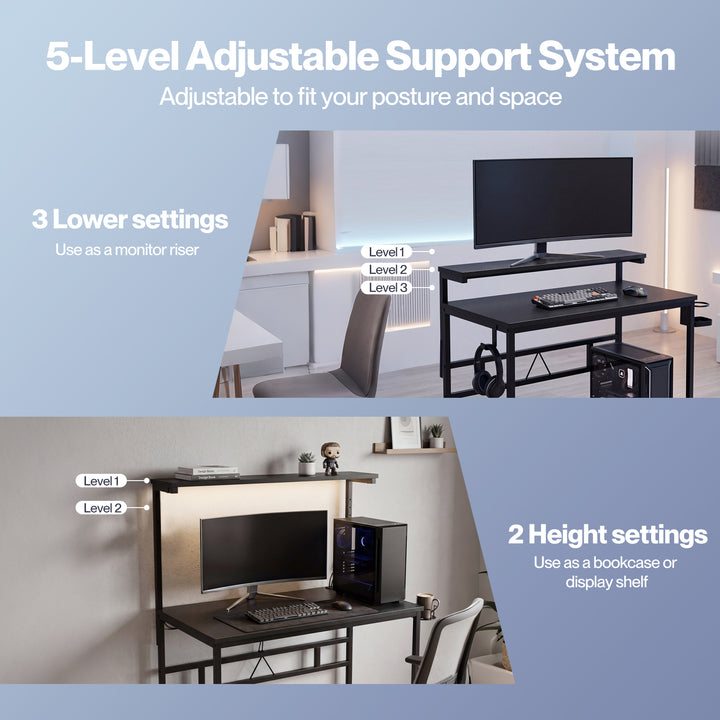 Gaming Table Spacious Wear Resistan Stable Computer Desk Earphone Hook