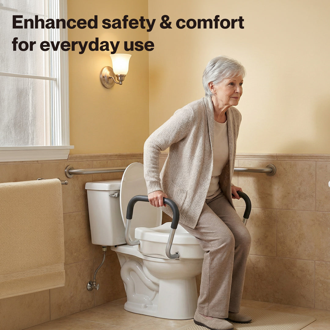 Raised Toilet Seat with Handles Adjustable Height Aid Seniors White