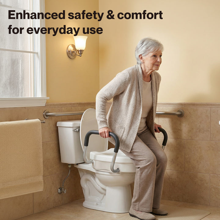 Raised Toilet Seat with Handles Adjustable Height Aid Seniors White
