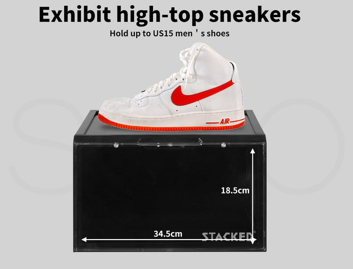 Black Shoe Box Sneaker Display Case LED Lighted Magnetic Anti-oxidation Clear