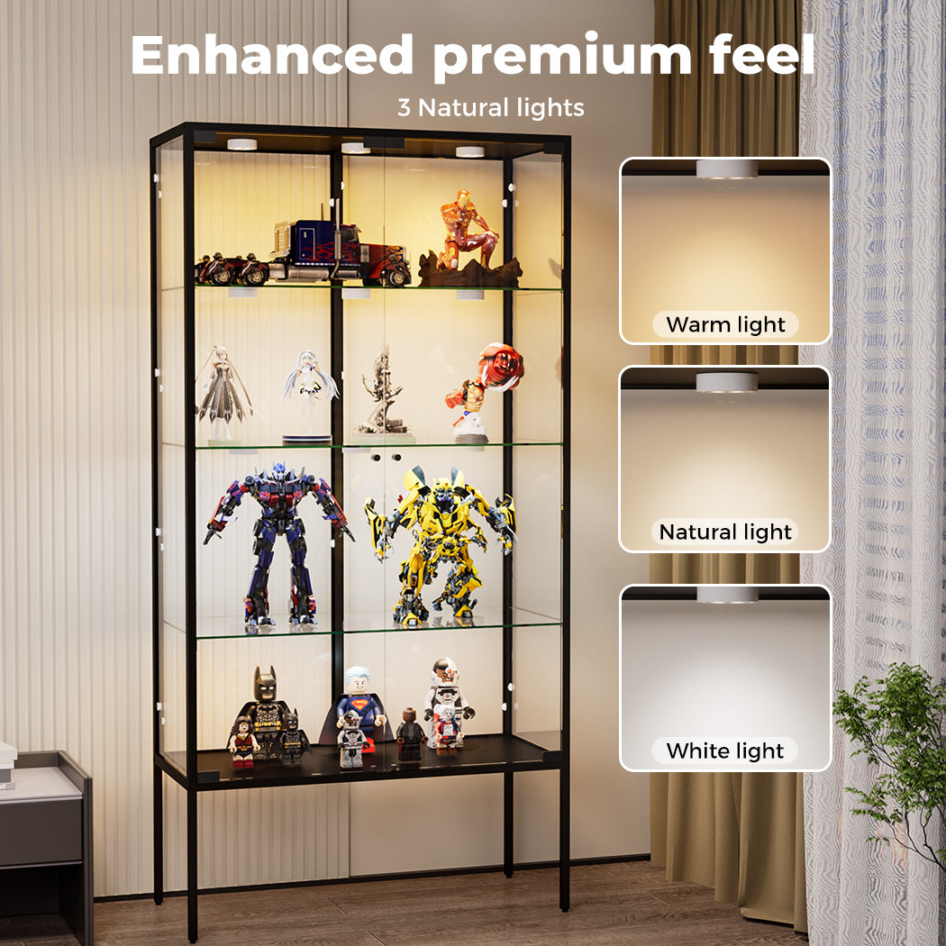 Tempered Glass LED Display Cabinet Steel Collections With RGB Light