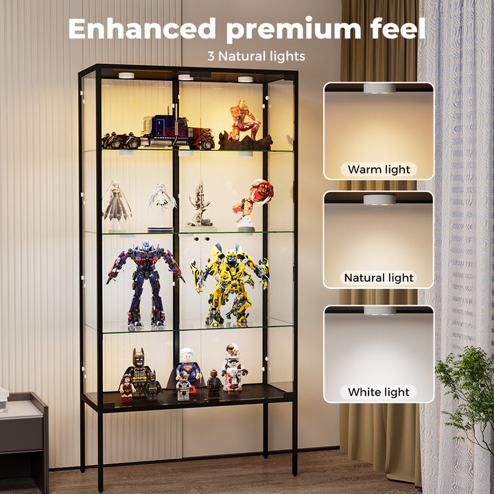 Tempered Glass LED Display Cabinet Steel Collections With RGB Light