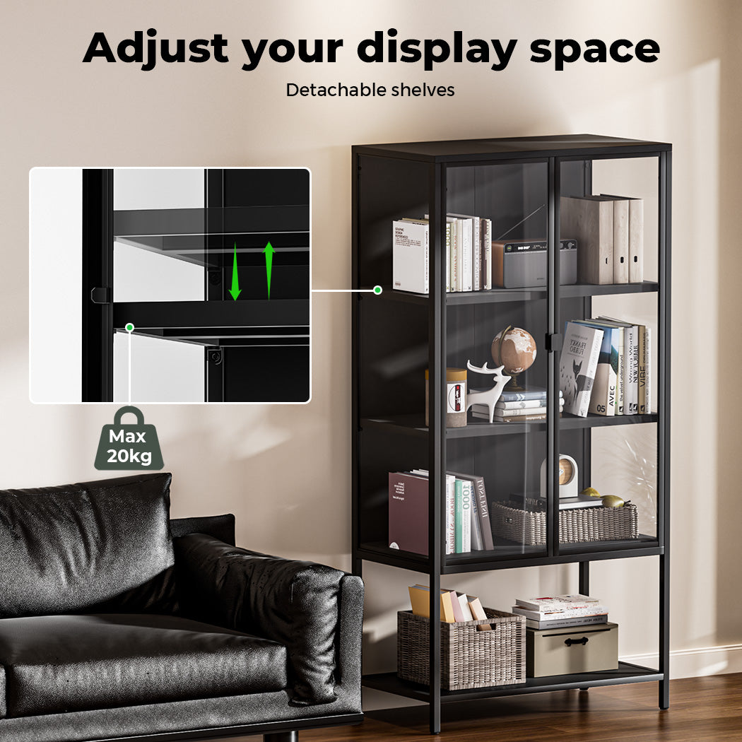 4 Tier Modern Glass Display Cabinet 2 Door