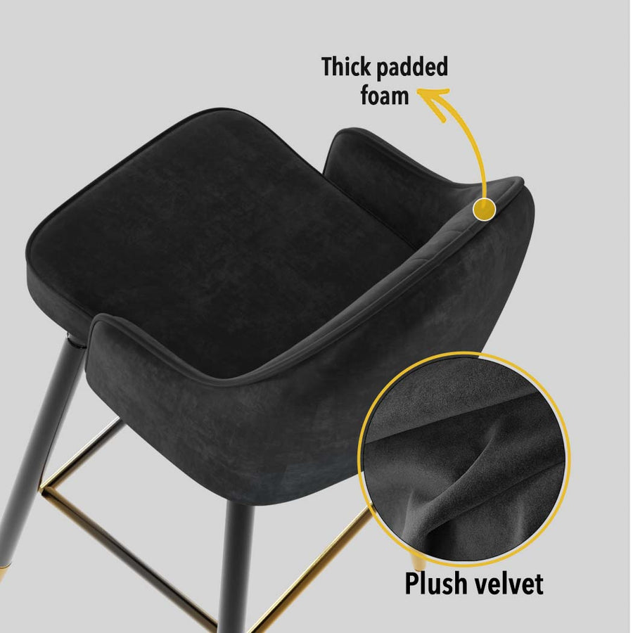 Levede 2X Velvet Swivel Bar Stools - Levede