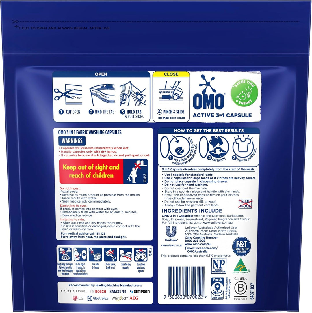Omo 3 in 1 Active x 180 Laundry Capsules