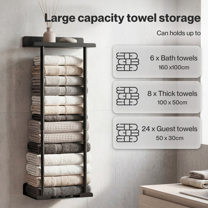 Adjustable Towel Rack 3 Hooks Bathroom Towel Storage Holder Wall Mounted