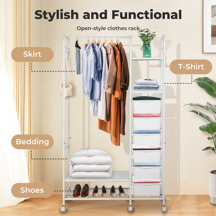 Levede Clothes Rack Stand Heavy Duty Steel Hanging Garment Organizer Coat Shelf - Levede