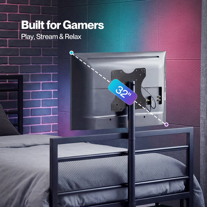 Levede Gaming Bed Frame Rotating TV Mount Storage Metal Single Bed 32in Bedroom