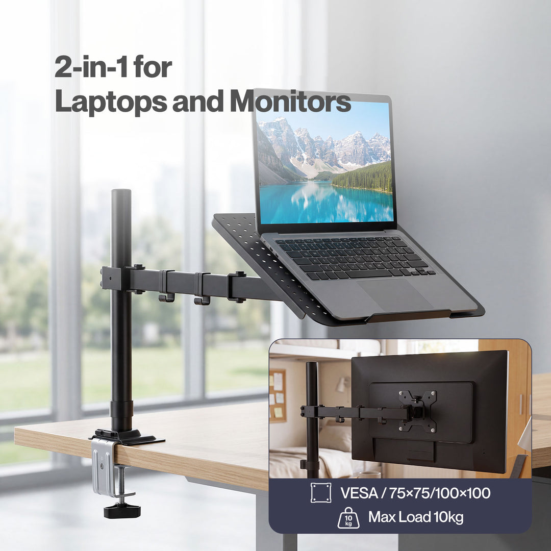 Single Monitor Arm Desk Mount for 13-32 Inch Height Adjustable Black
