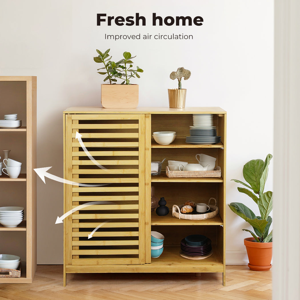 Levede Bamboo Storage Cabinet Freestanding Natural - Levede