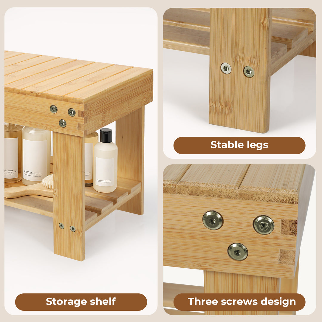 Bamboo Step Stool Small Bedside Stool Non-Slip Footrest Storage Chair.