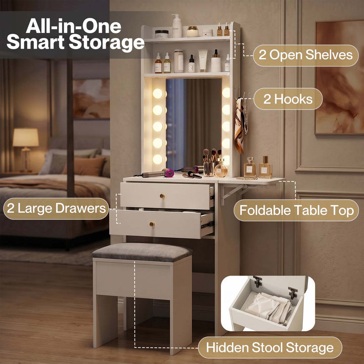 Levede Dressing Table Stool Dressing Vanity Desk Mirror LED Charging Station