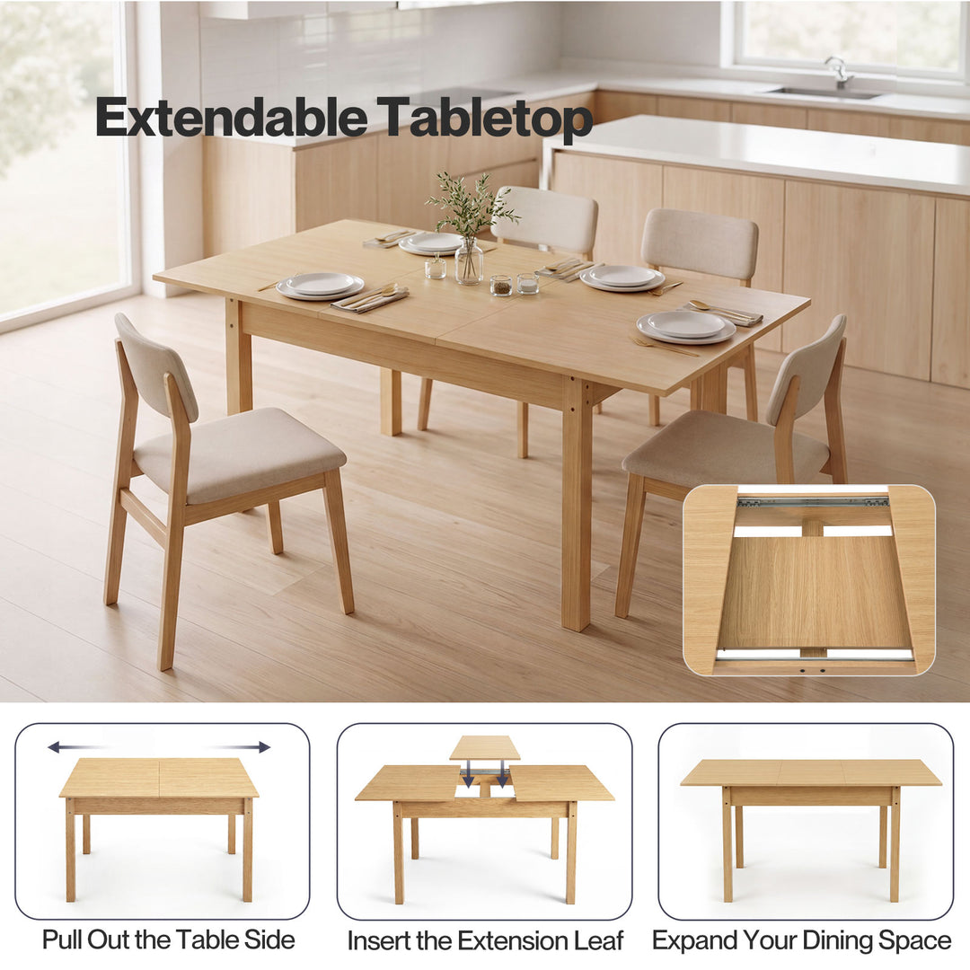 Levede Extendable Dining Table Oak Finish 4-6 Seater Wooden Kitchen 110-150cm