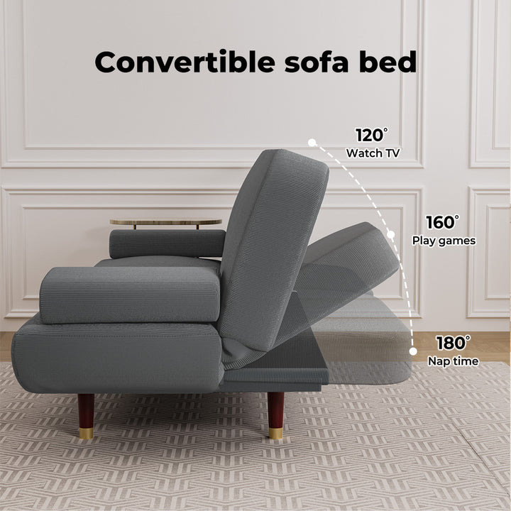 LEVEDE CONVERTIBLE SOFABED WITH USB CHARGE AND SIDE TABLE - Levede