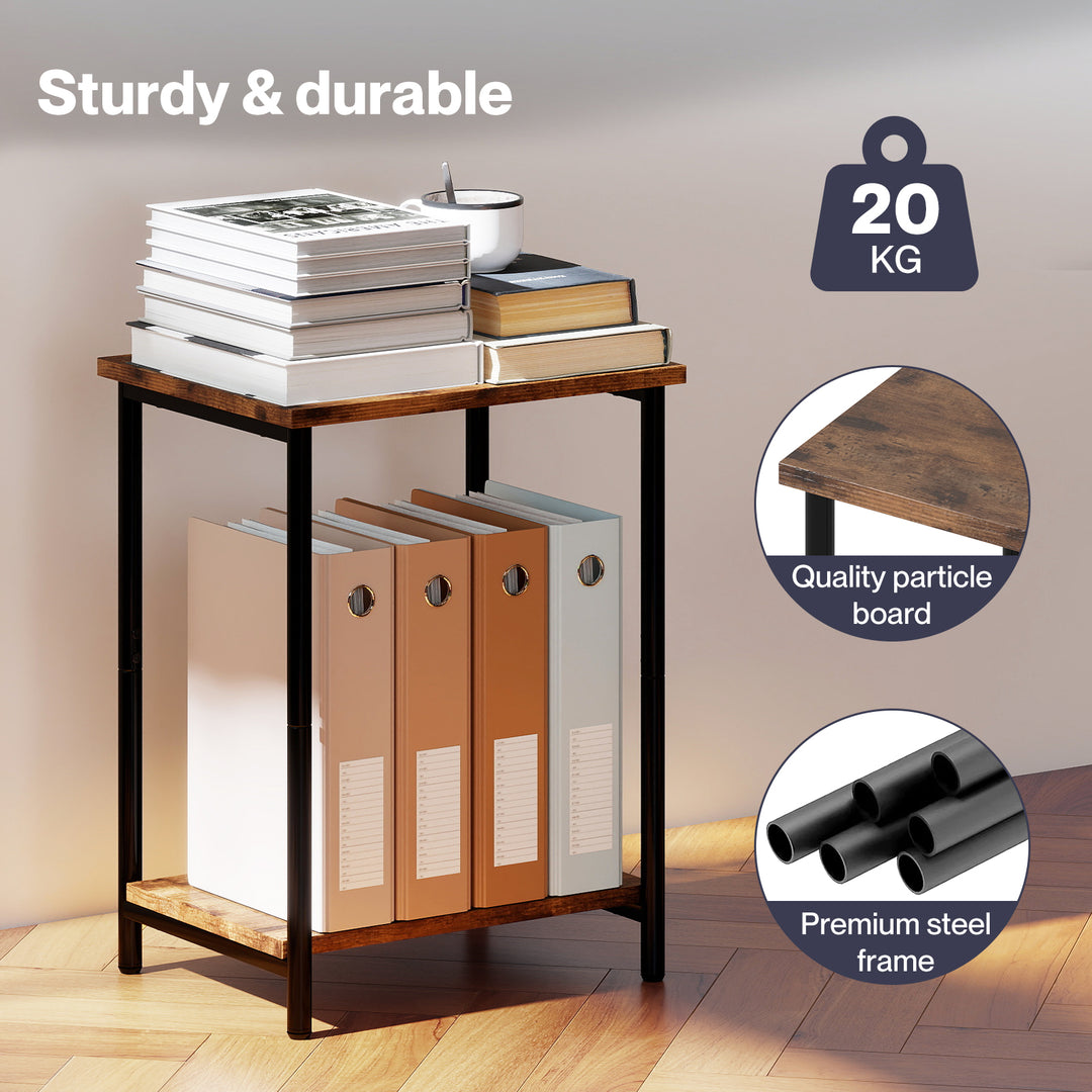 Side Table 2 Pcs Industrial Vintage End Table 2-Tier Storage Nightstand