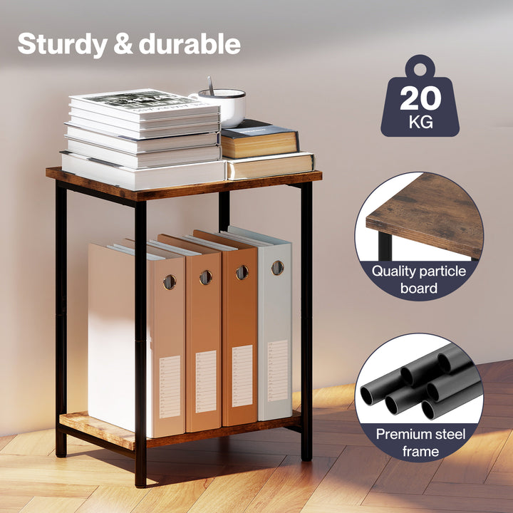 Side Table 2 Pcs Industrial Vintage End Table 2-Tier Storage Nightstand